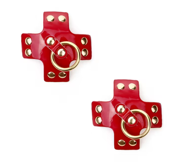 LEATHERETTE CROSS NIPPLE SHIELD