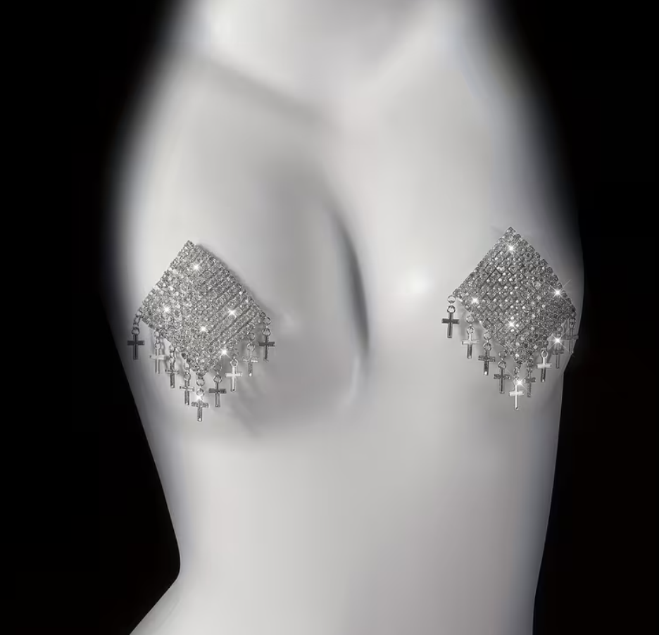 Protetor de mamilo com cruz de strass